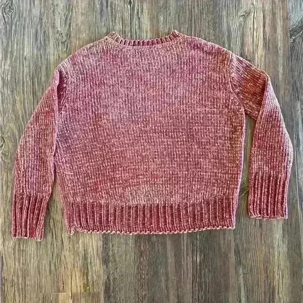 Romeo + Juliet Couture Sweater Women's Med Rose Pink Chenille Knit Scalloped Hem - Picture 2 of 11
